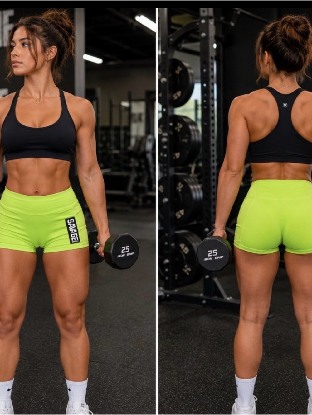 Savage Barbell Neon/Compression Booty Shorts/ Athletic Shorts/ woman’s L
